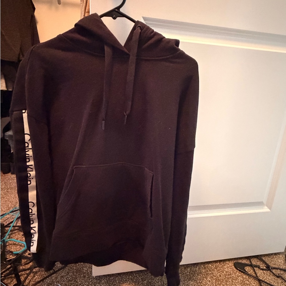 Calvin Klein Dark Hoodie with Logo Sleeve
